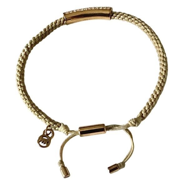 Michael Kors Braided Friendship Bracelets Gold Hardware Rhinestone Details Pair - Picture 13 of 16